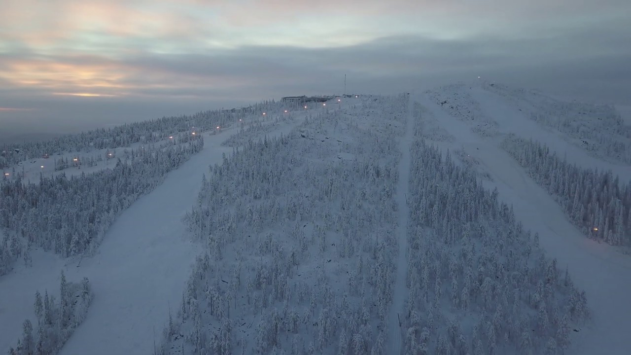 Panoramic view over Iso-Syöte (Pudasjärvi, Finland) 24.12.2018