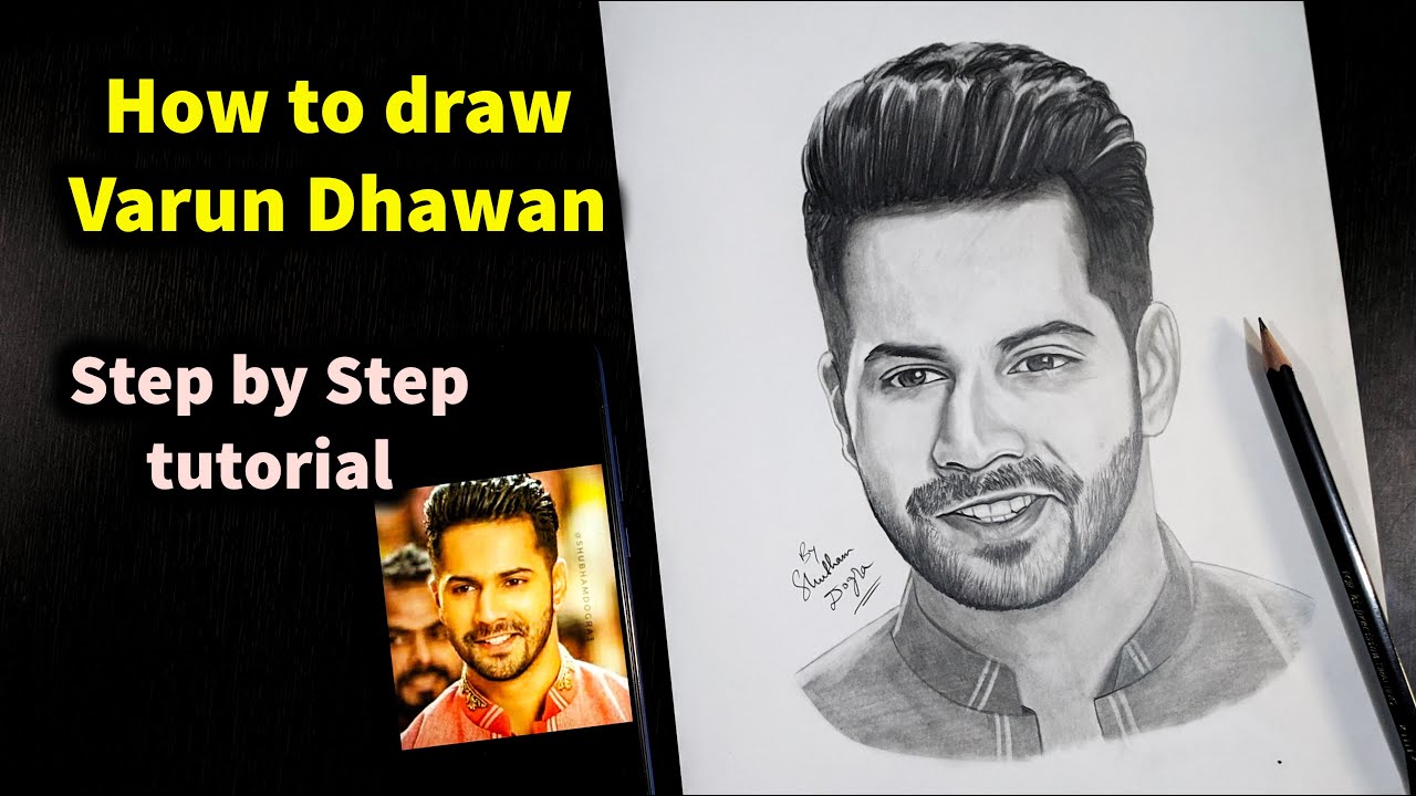 How to Draw Varun Dhawan Step by Step Sketch tutorial -Part 2/ Pencil Shading, Blending, Hair, Beard