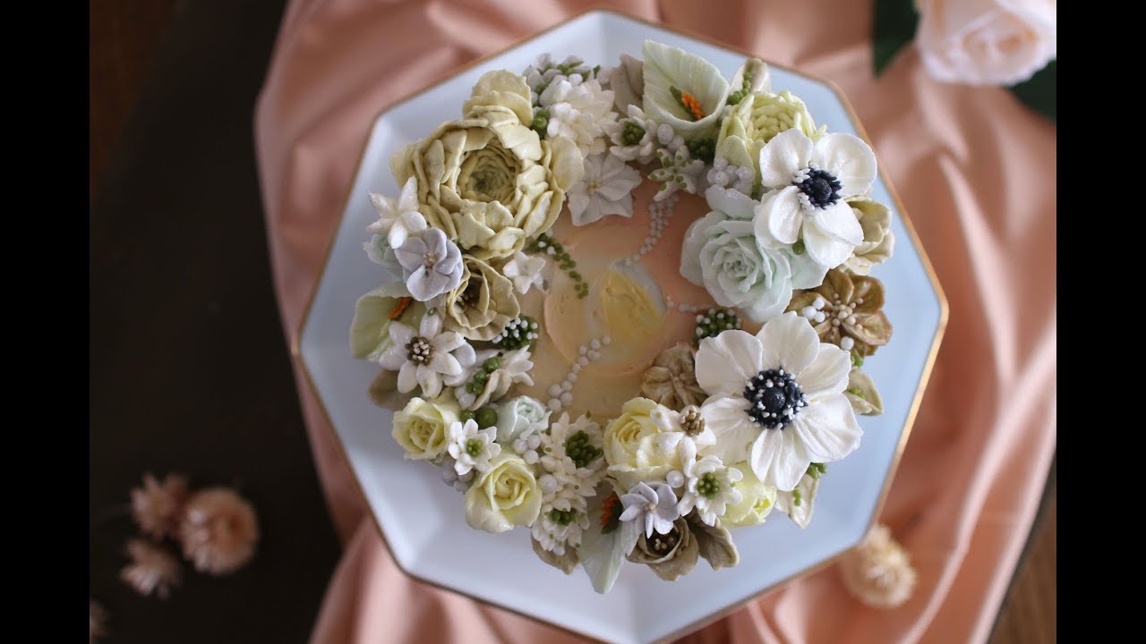 순수한 버터크림플라워케이크 wedding buttercream cake