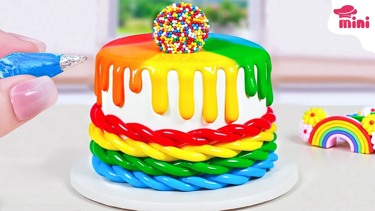 💖 So Lovely Mini Rainbow Drip Cake Decorating Ideas | Mini Bakery
