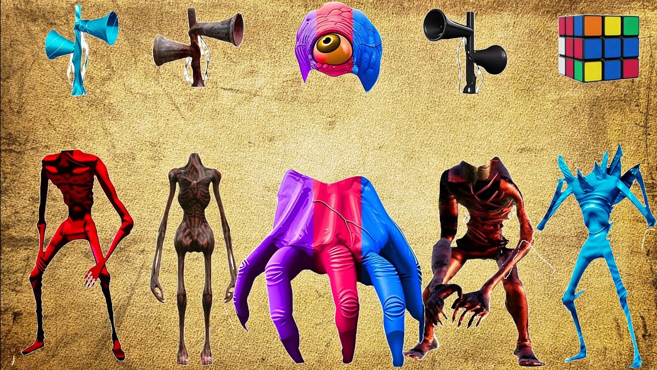 WRONG HEADS SIREN HEAD CAR, GREEN HOUSE HEAD, SCARY HOUSE, SIREN HEAD DOUBLE, SIREN HEAD THUNDERBOLT