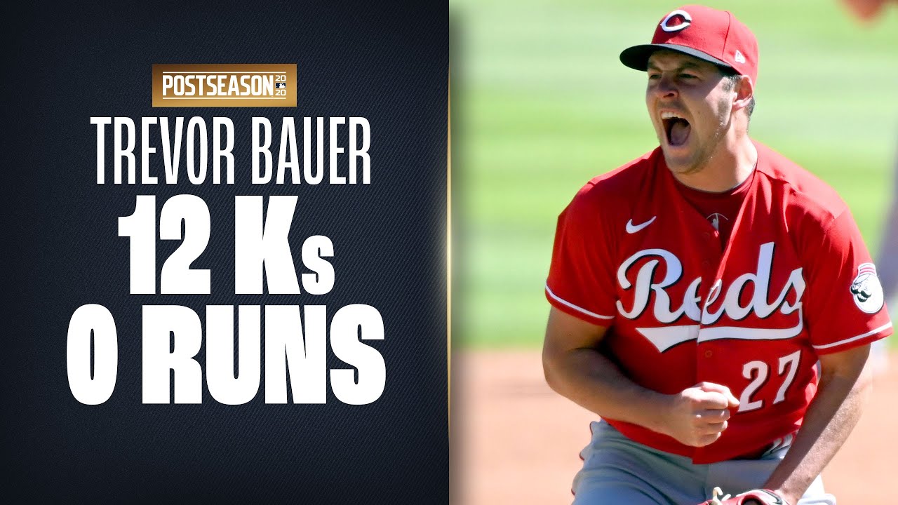 Reds' Trevor Bauer RACKS UP 12 Ks over 7.2 scoreless innings vs. Braves!