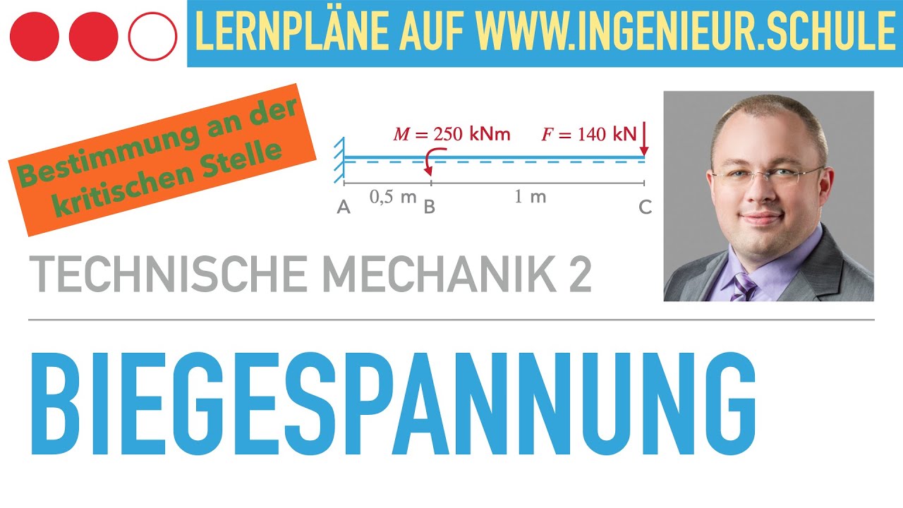 Biegespannungen eines Biegebalkens – Technische Mechanik 2 – Elastostatik