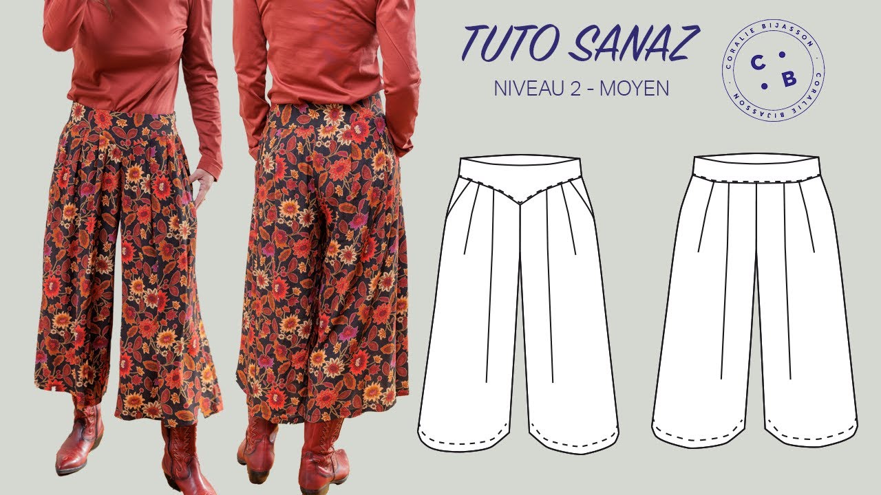 Sanaz, le pas à pas vidéo du montage du patron de couture de la jupe culotte sanaz