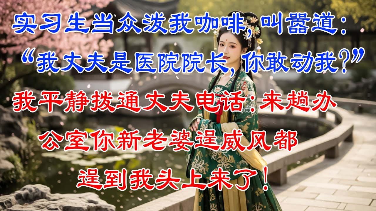 實習生當眾潑我咖啡，叫囂道：“我丈夫是醫院院長，你敢動我？”我平靜撥通丈夫電話：來趟辦公室，你新老婆逞威風都逞到我頭上來了！#故事頻道 #爱情故事 #情感故事 #婚姻 #出軌 #小说