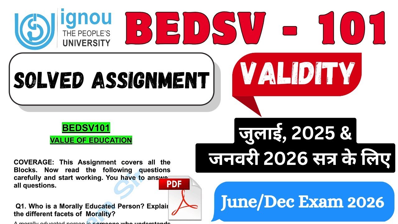 BEDSV 101 Solved Assignment 2025-26 | Bedsv 101 Assignment 2025-26 in english | The Prem Sir