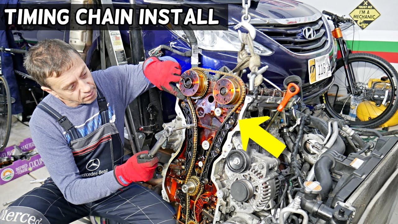 Установка меток газораспределения и цепи газораспределения HYUNDAI SONATA
