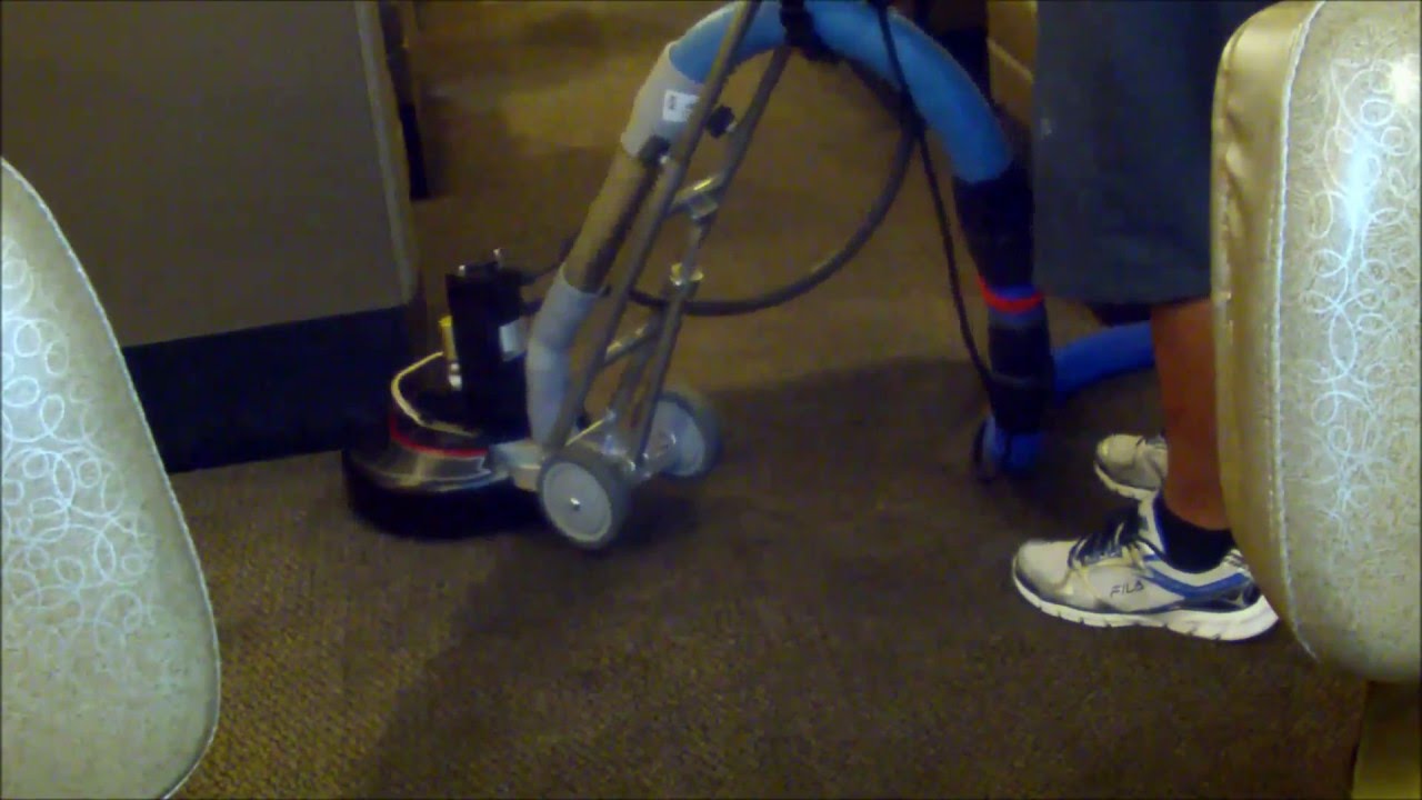 Rotovac 360i brush head on restaurant commercial/dirty carpets/ Cleaning Service Pro