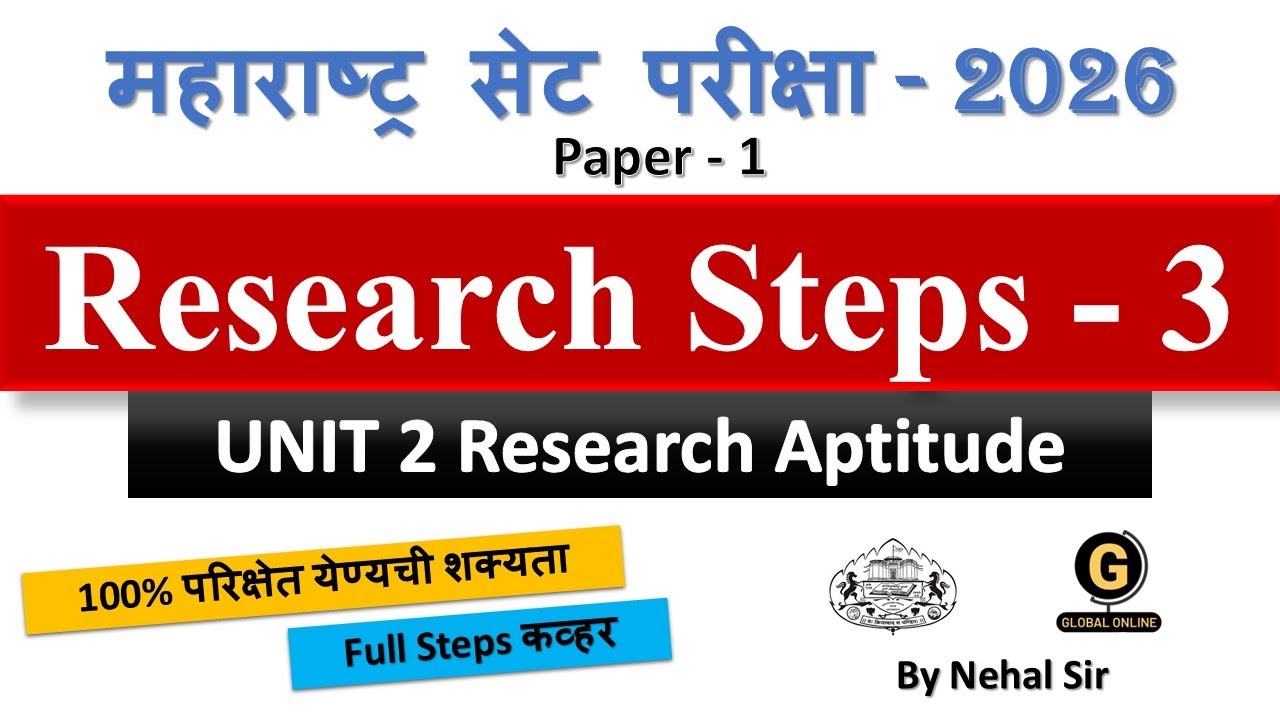 Research Steps Part 3 - Research Proposal | MHSET  Paper 1 Preparation 2026 | Research Aptitude