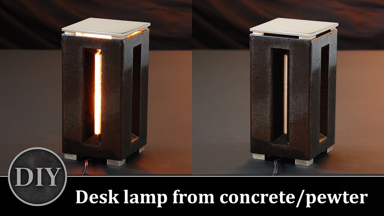 Build a desk lamp from cast concrete and pewter