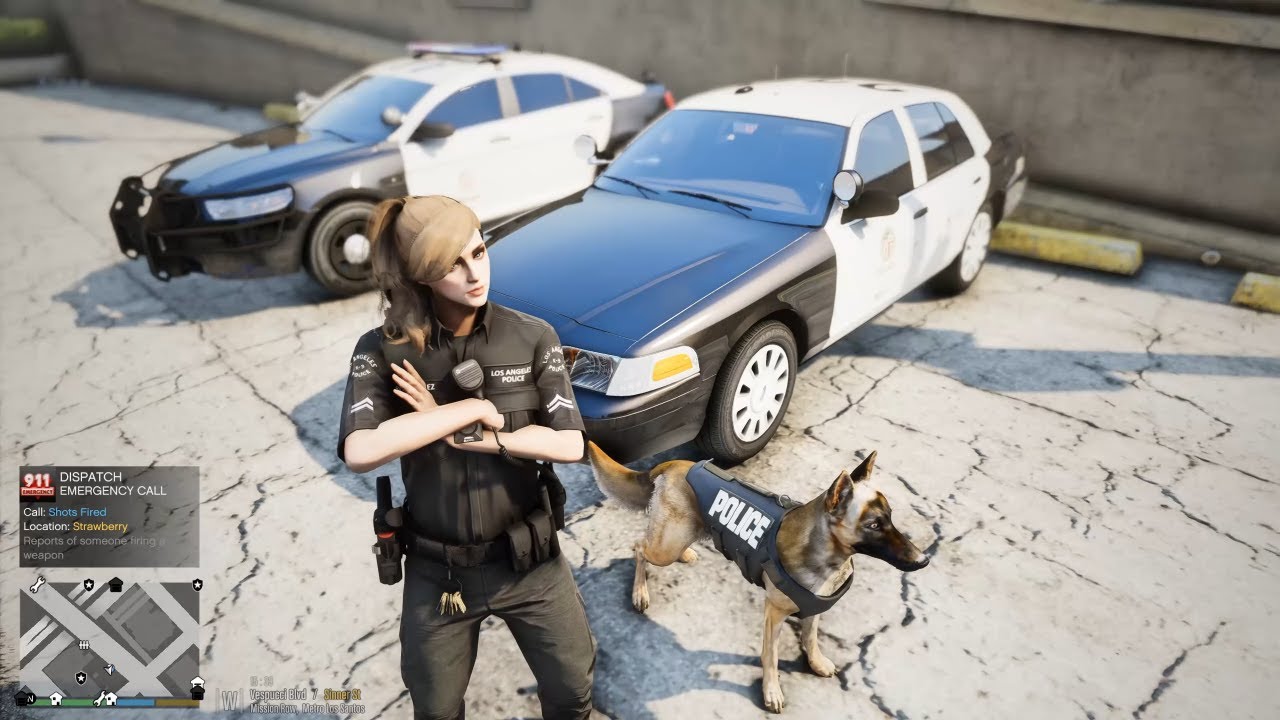 Let's Play Gta 5 LSPDFR As K9 Unit Officer LAPD/LSPD  - Crown Vic City Patrol #gta #gta5 #lspdfr