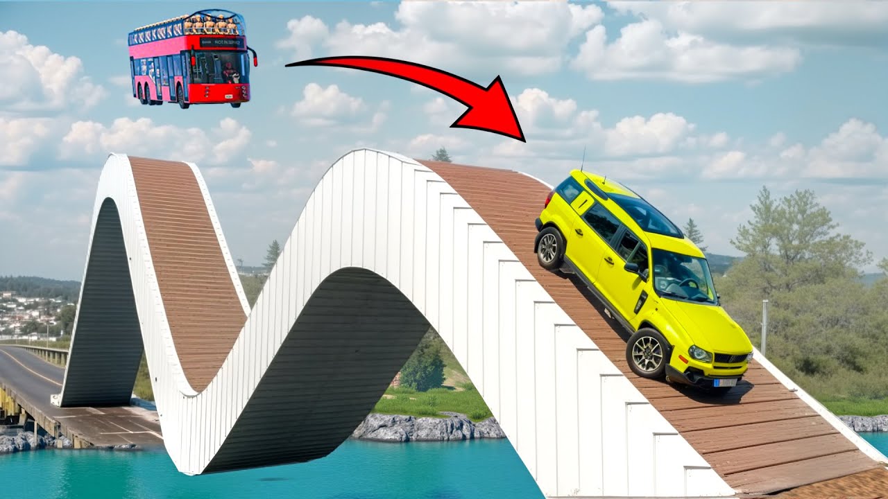 Cars vs Roller Coaster Bridge 🔥 BeamNG Drive