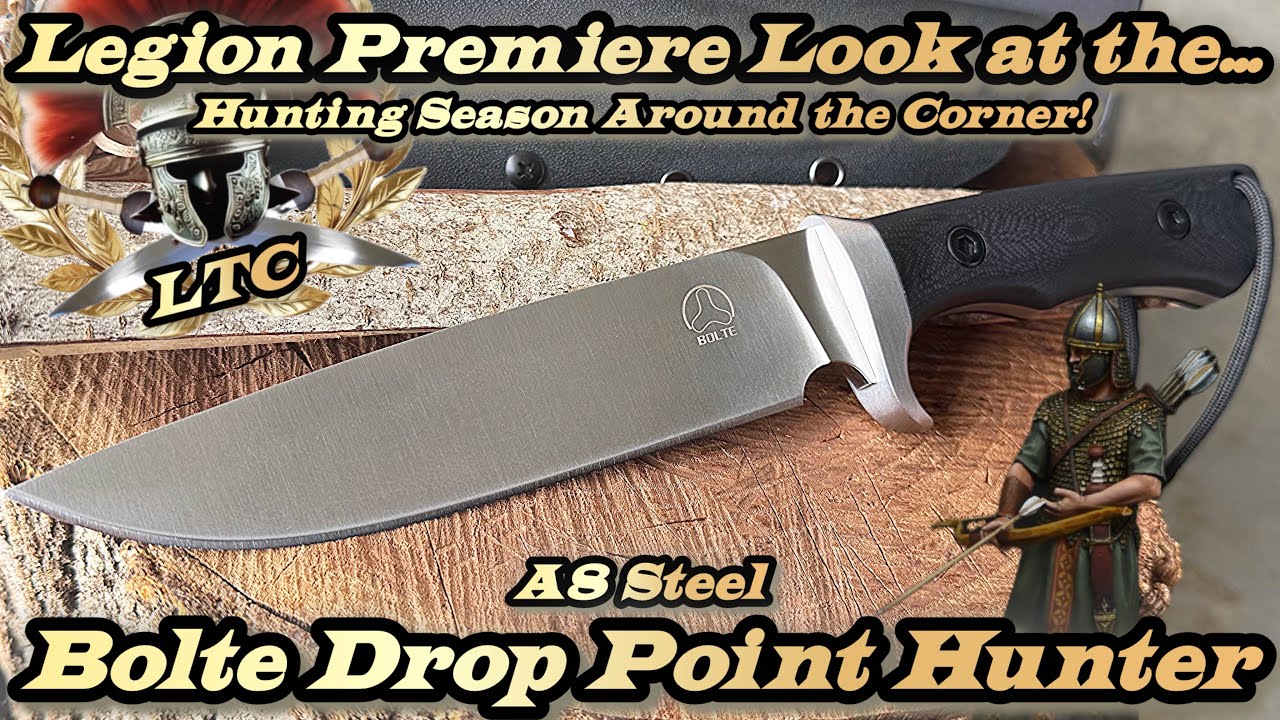 Legion Premiere Look at the Bolte Knives Drop Point Hunter (The Crocodile) in A8 steel!