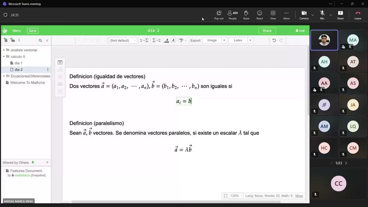 Calculo 2 - 2da clase - Primer parcial - Vidal Matias Marca