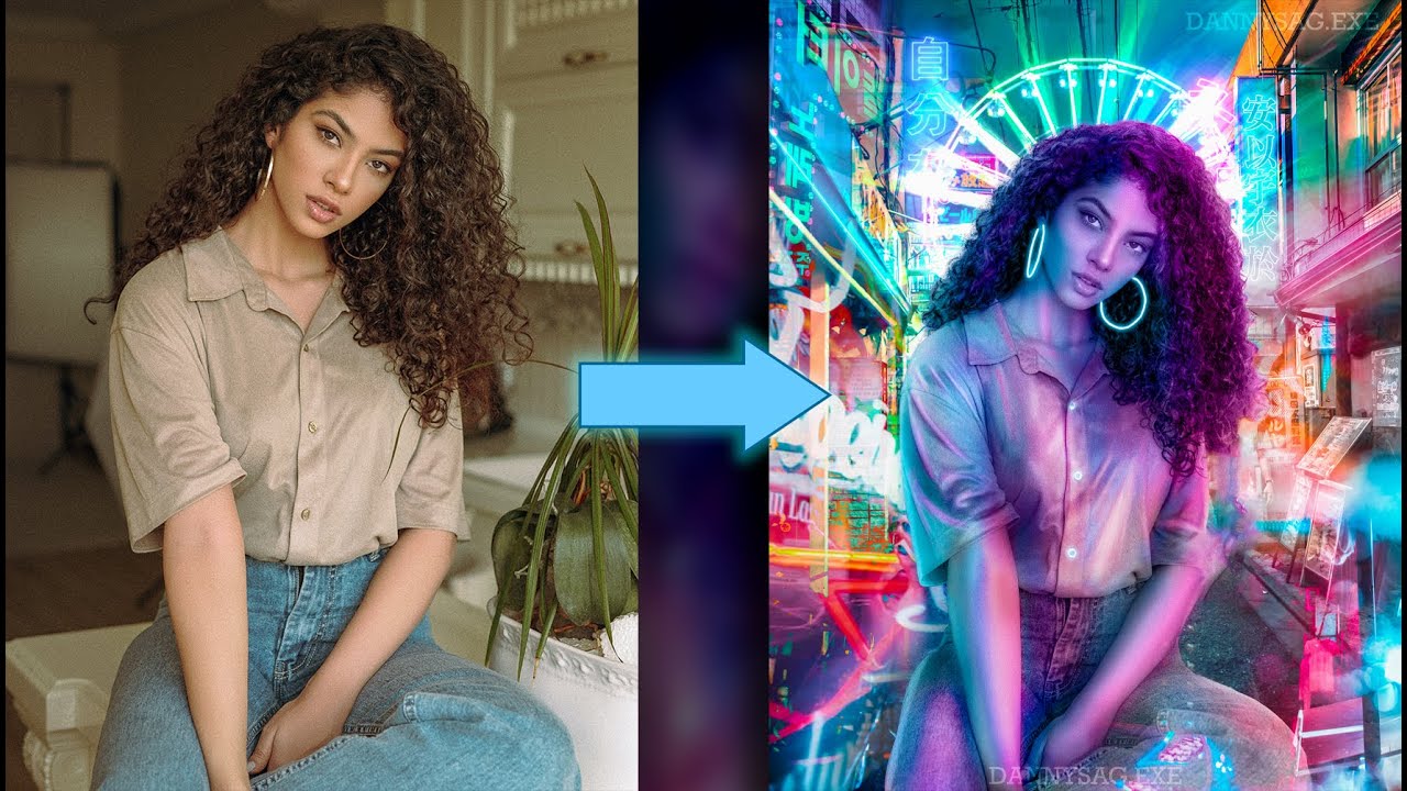 🔶como EDITAR fotos NEON en PHOTOSHOP 2021  | Photoshop CYBERPUNK effect TUTORIAL🔶