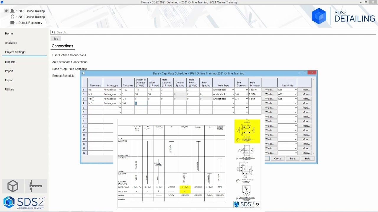 SDS 2021 Getting Started: Create Base & Cap Plates