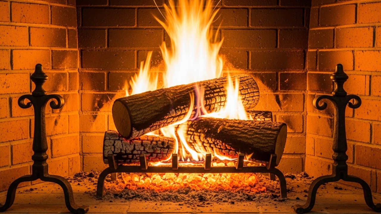 🔥 Fireplace with crackling logs 24/7 LIVE - a cozy fire for a restful sleep