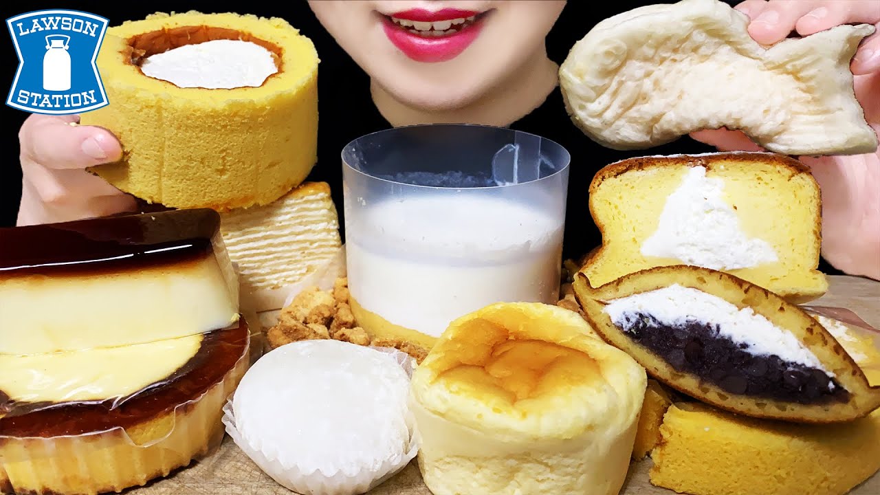 【咀嚼音/ASMR】新作☆ローソンスイーツを食べる音 コンビニスイーツ大食い モッパン 먹방  Cake MUKBANG EatingSounds LOWSON 新商品 ウチカフェ