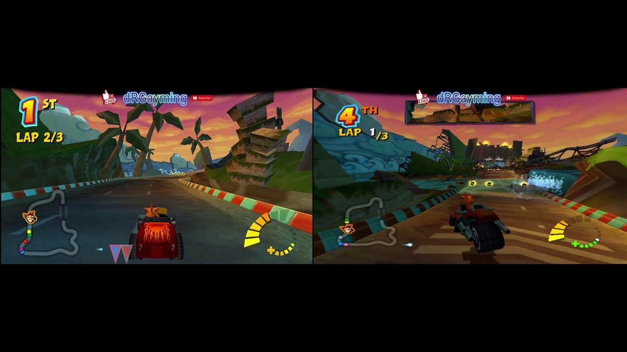 Crash Tag Team Racing PSP vs PS2 Comparison