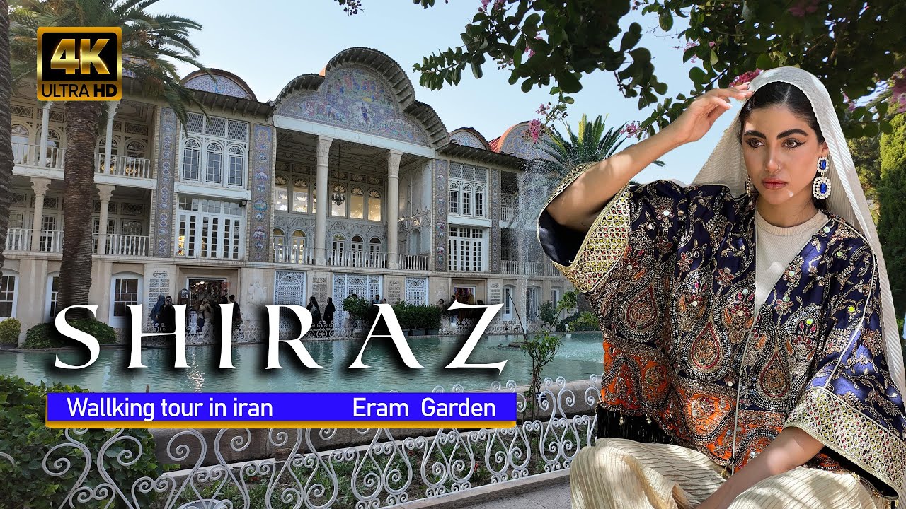 Shiraz / Iran - Walking Tour 4K 60FPS Eram Garden / Eram Garden Known as Botanical Garden