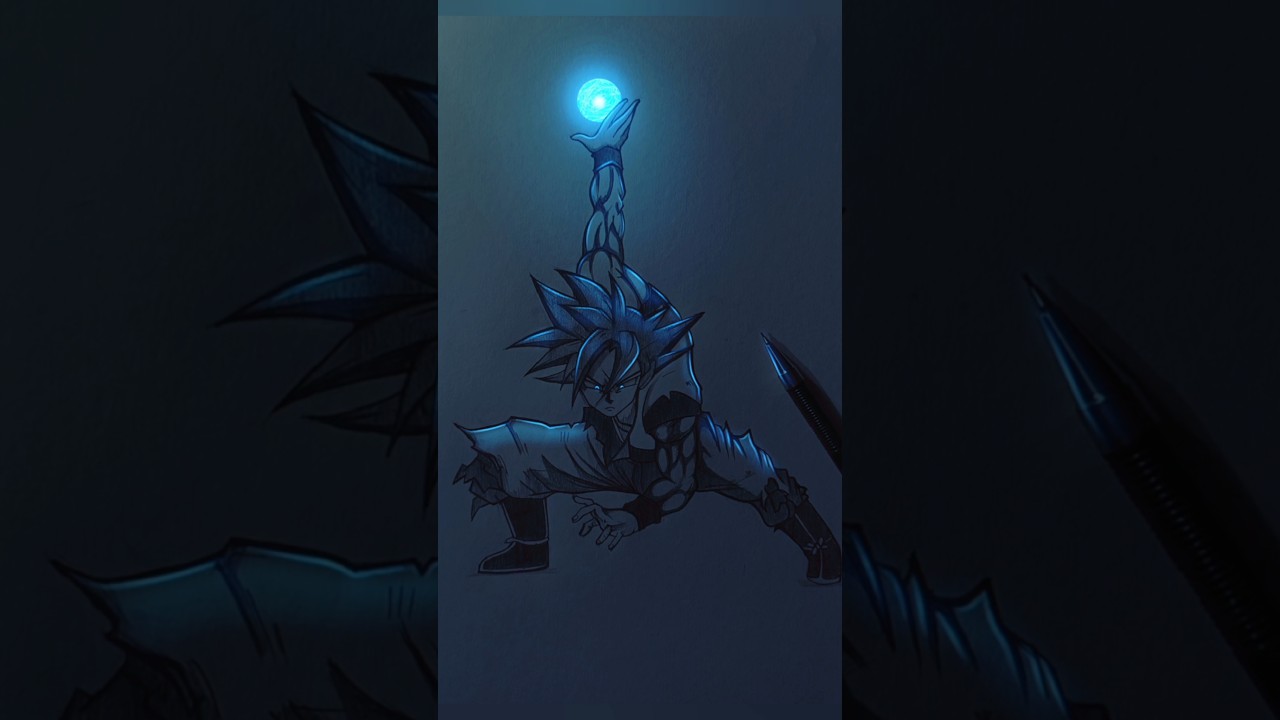 Drawing Goku Mastered Ultra Instinct |Glowart| #art #anime #shorts #goku