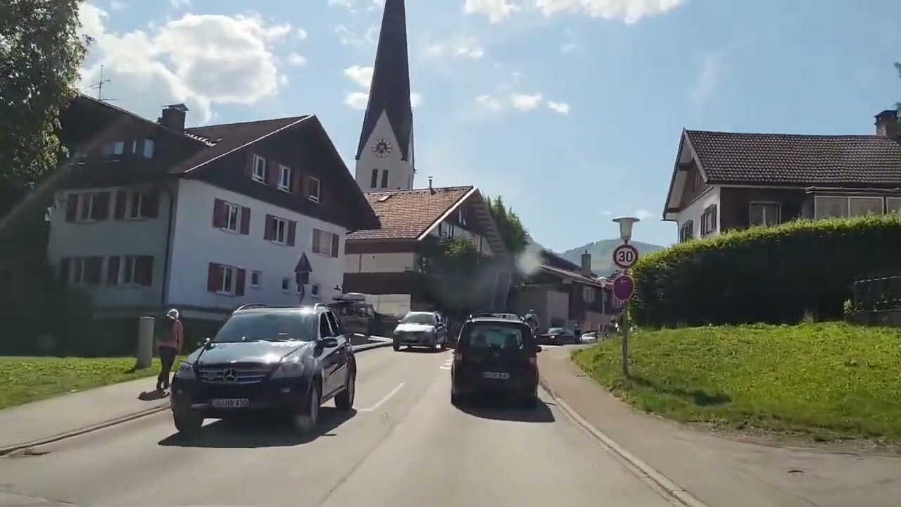 Driving in Fischen im Allgäu in Bavaria, Germany