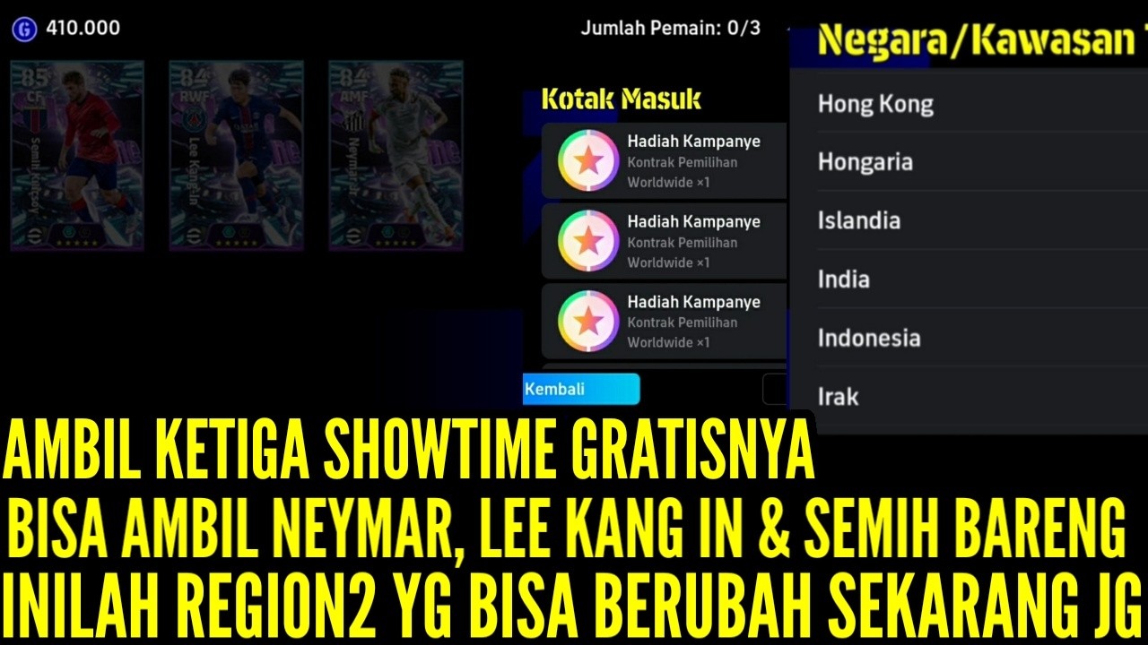 BISA AMBIL GRATIS NEYMAR, KANG IN & SEMIH BARENG ! INILAH SEMUA REGI0N YG BISA BERUBAH SEKARANG JG !