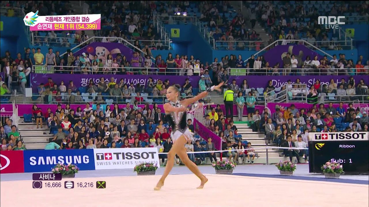 14.10.02_아시안게임.MBC 개인종합 결선44.사비나 아시르바예바.곤봉 3R [ASHIRBAYEVA Sabina.Clubs]