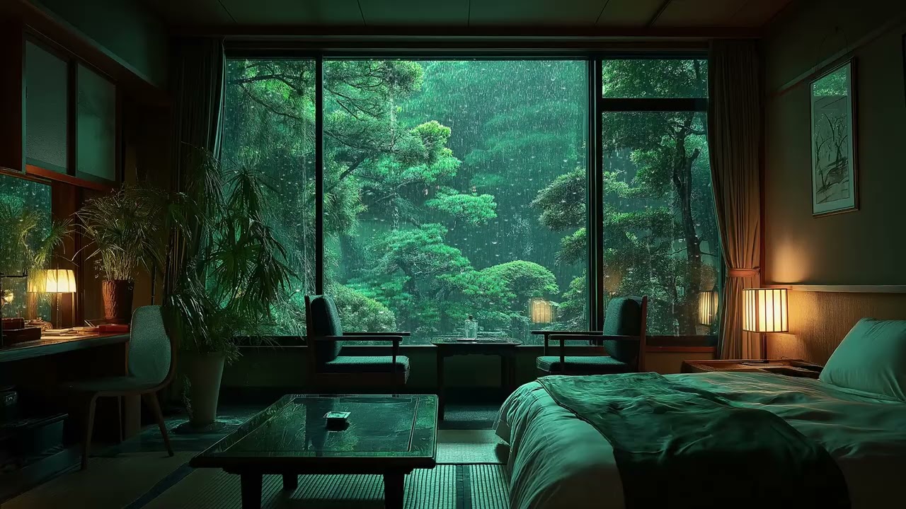 🎹 Stay a Little Longer | Rain Outside the Bedroom Window | 3 Hours Meditation Relax Focus Study Calm