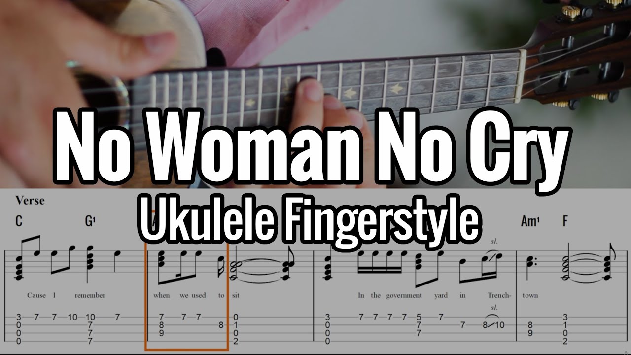 Bob Marley - No Woman No Cry (Ukulele Fingerstyle) Tabs On Screen