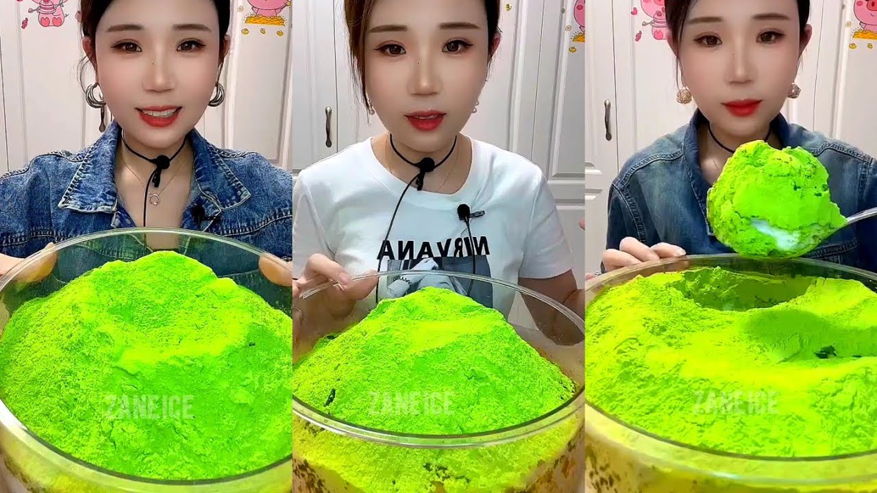ASMR YY ICE EATING IN ALL FORMS WITH ONLY DRY HEAVY MATCHA POWDER