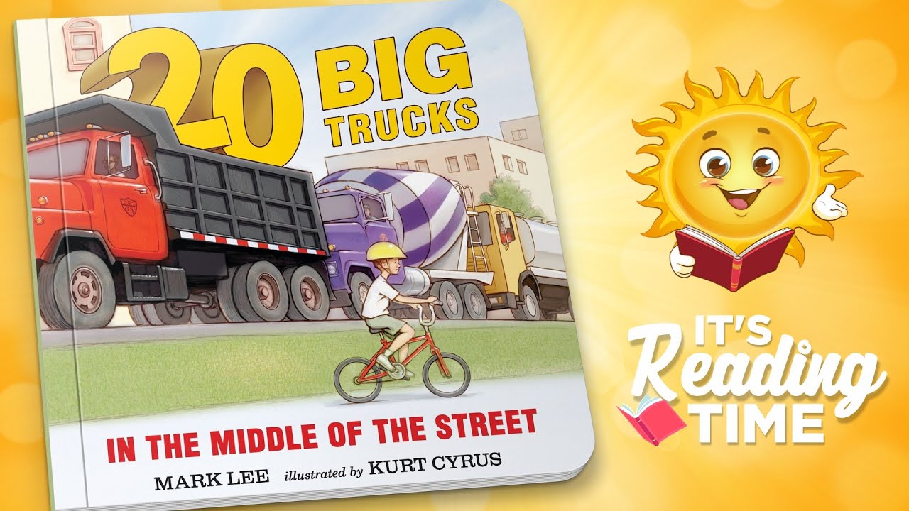 20 Big Trucks In The Middle Of The Street | Reading Books for Kids