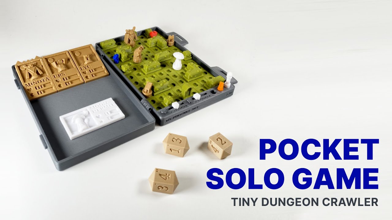 Игровой процесс Pocket Dungeon Solo — миниатюрная настольная игра, напечатанная на 3D-принтере