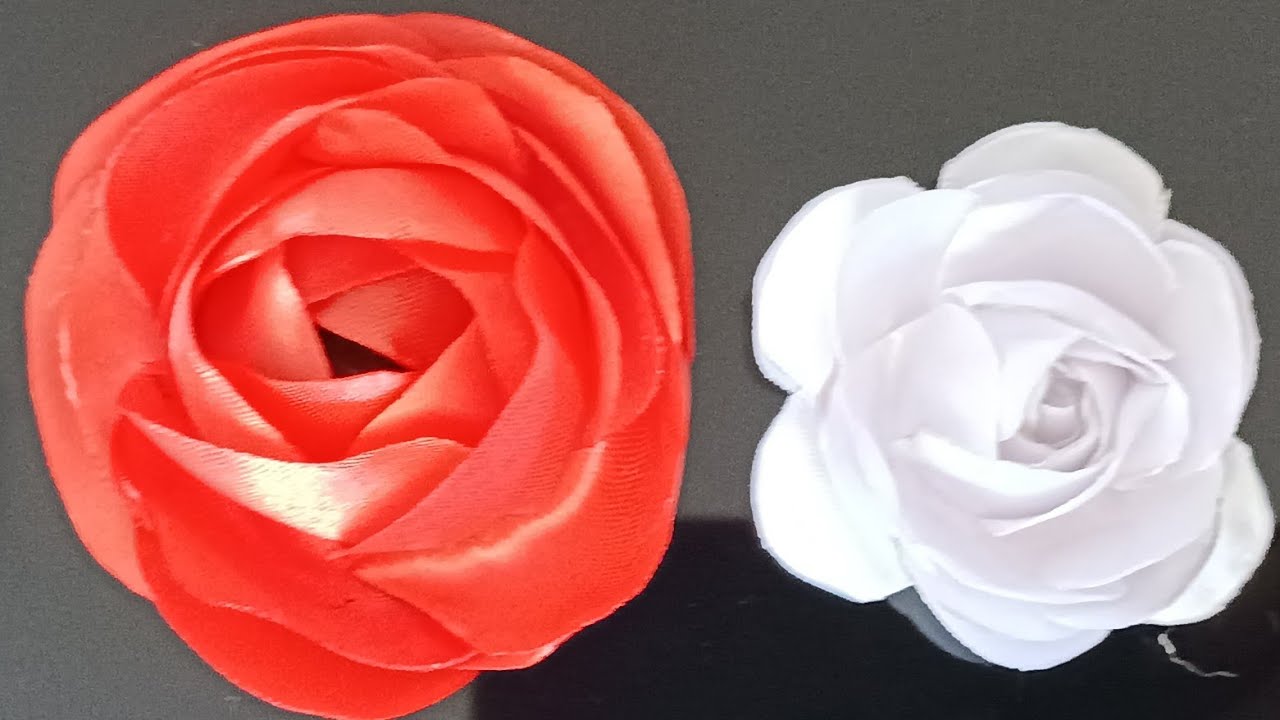 Como fazer rosa de fita de cetim e tecido de cetim