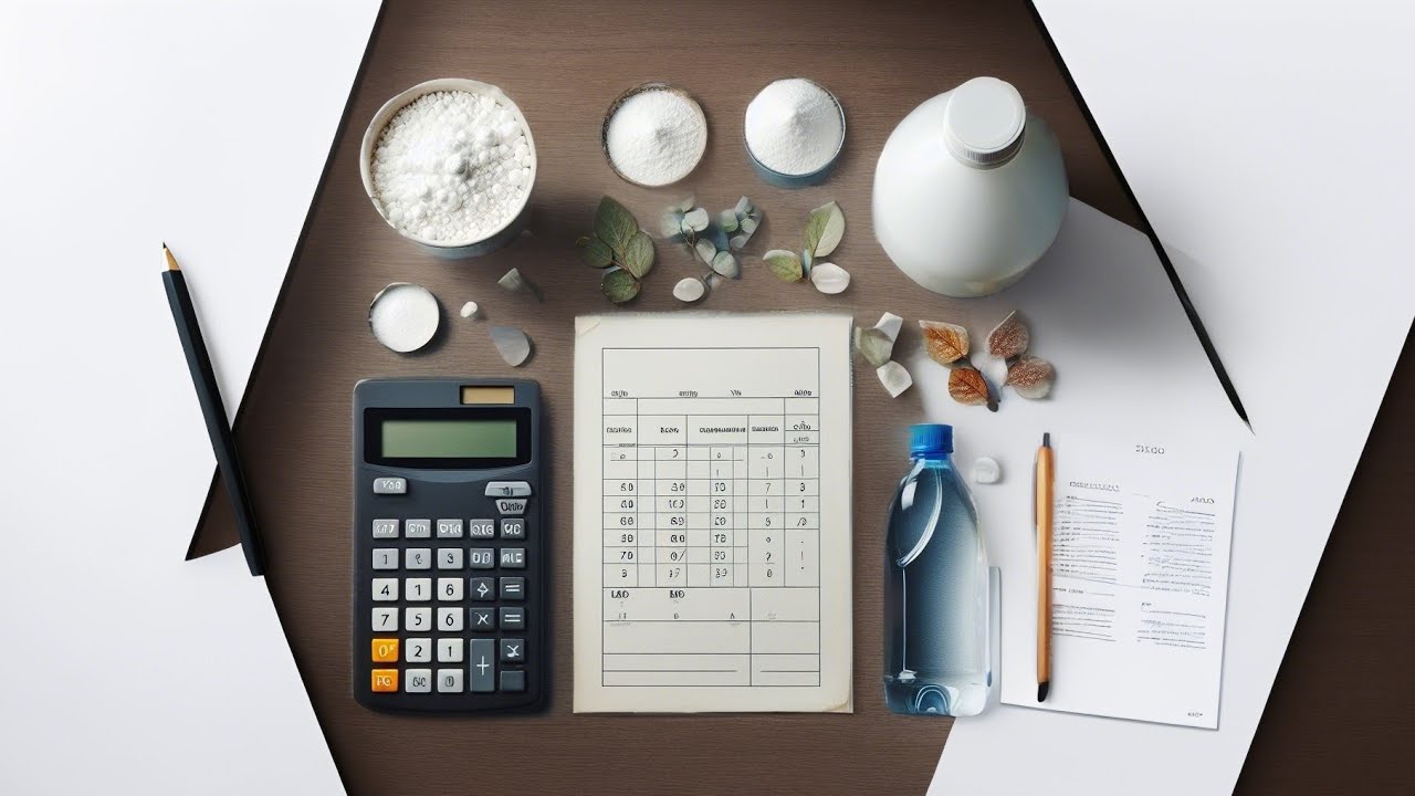 حساب كمية هيدروكسيد الصوديوم والماء لصناعة الصابون.