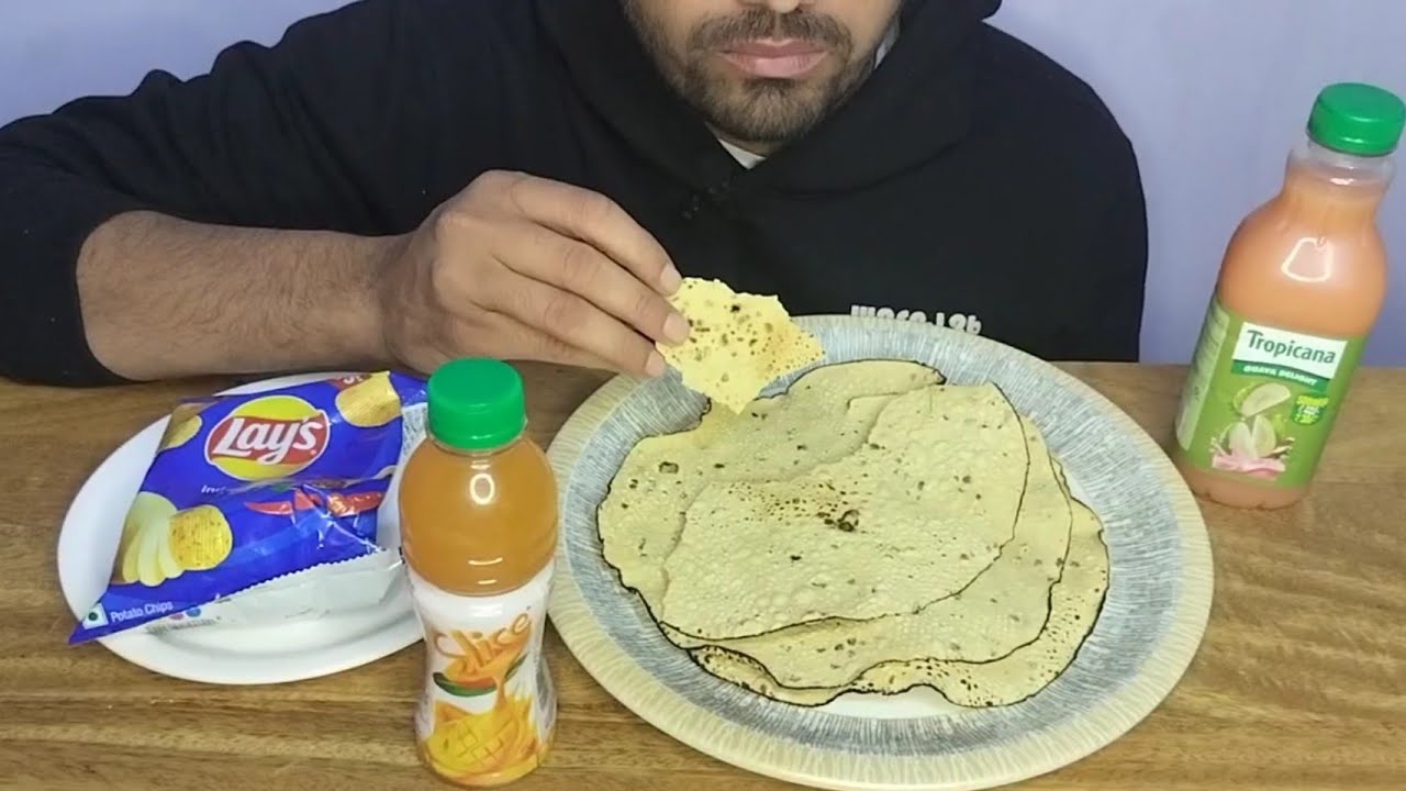 ASMR EATING PAPAD, LAYS CHIPS, SLICE MAZA, TROPICANA 