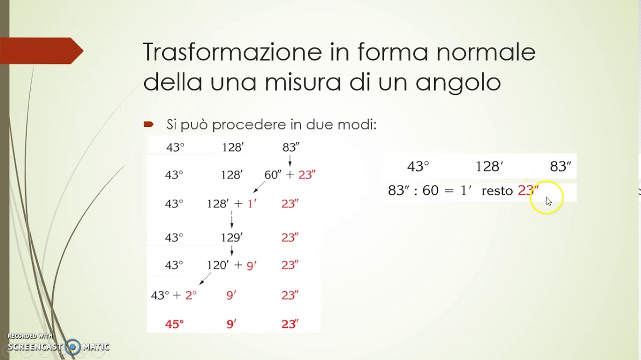 Angoli trasformazione in forma normale