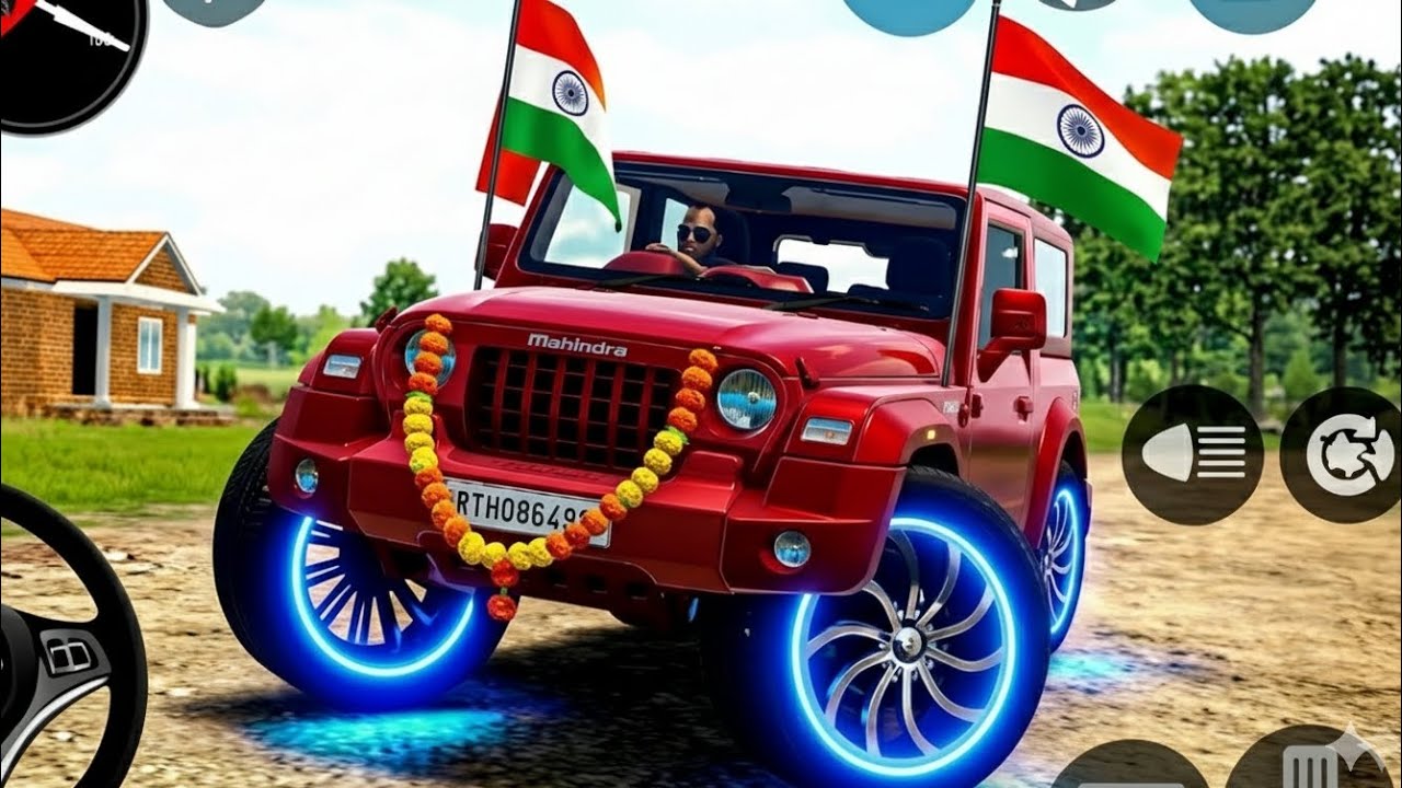 Modified thar red colour Indian car simulator 3d game 