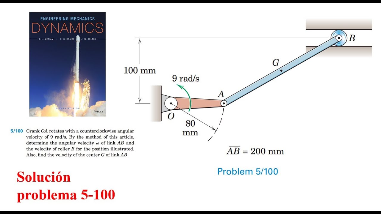 Solución de problema 5/100, DYNAMICS – J. L. Meriam, L. G. Kraige, J. N. Bolton – 8 Eight Edition