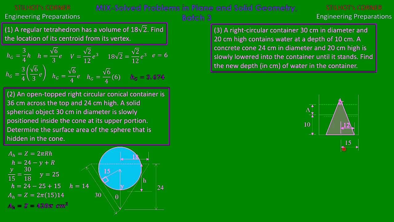 MIX Solved Problems in Plane and Solid Geometry, Batch 3