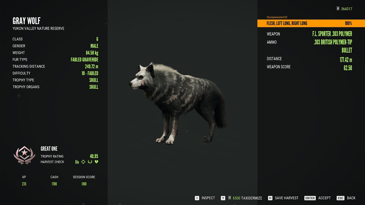The Hunter Call Of The Wild trying to spawn my forth GreatOne Grey wolf