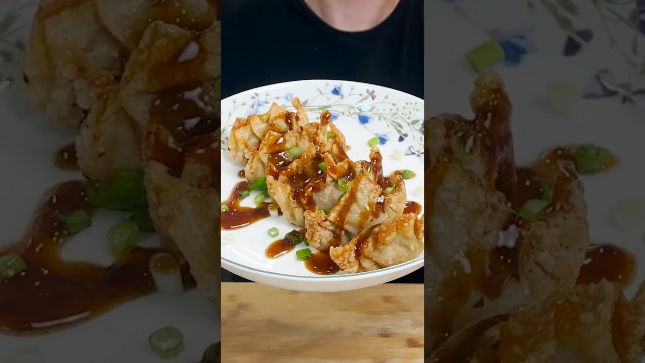 Crispy dumplings (Gyoza) #shorts #dumplings #wonton #gyoza #beef #recipe #food #asianfood