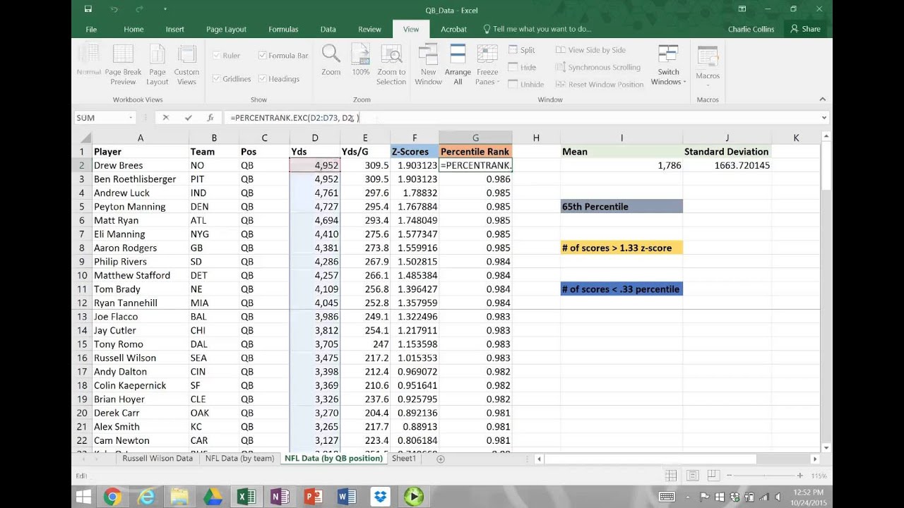 Z scores & Percentiles