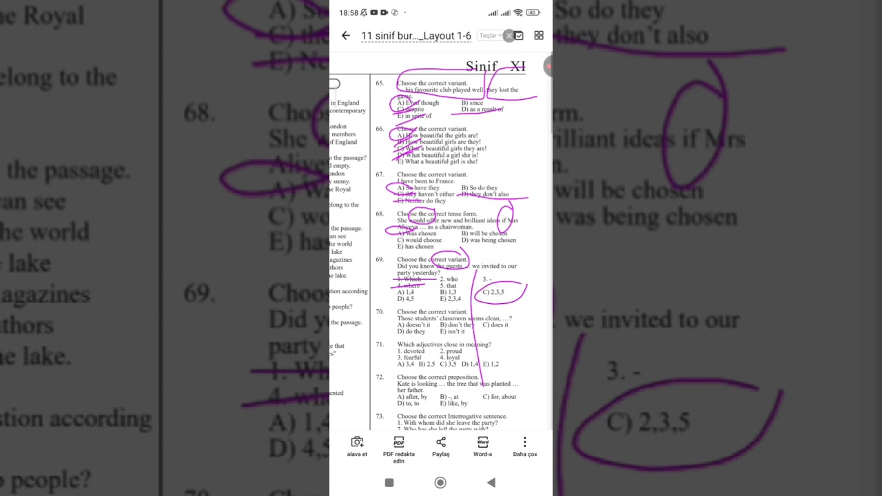 Buraxılış Sınaq İmtahanı XI sinif | İngilis dili | 23.02.2025