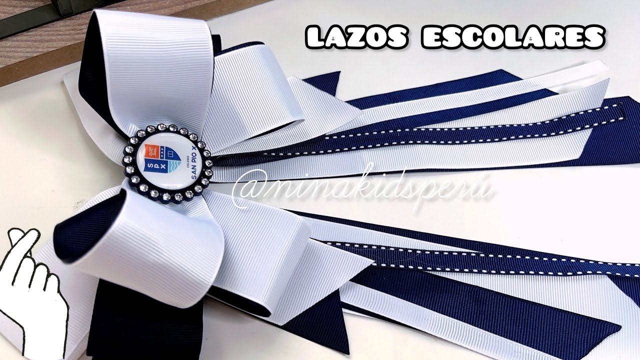 Exclusivo🎀LAZOS ESCOLARES MEDIA COLA🎀LAZO CRISTINA ESPONJOSO,grande fácil de realizar 🎀😊