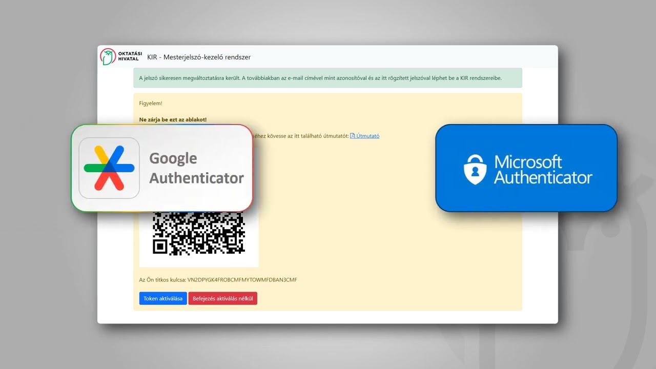 Kétfaktoros azonosítás beállítása KIR felhasználó számára