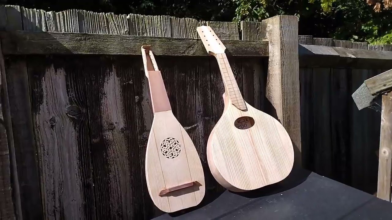 Flat-backed mandolin and renaissance mandore in the white, ready for French polishing