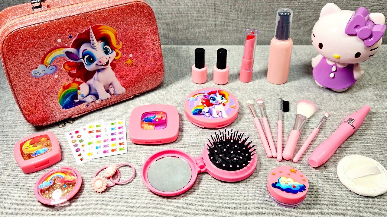3 Minutes Satisfying with Unboxing HELLO KITTY Fashion Beauty Make Up Set ASMR No Talking