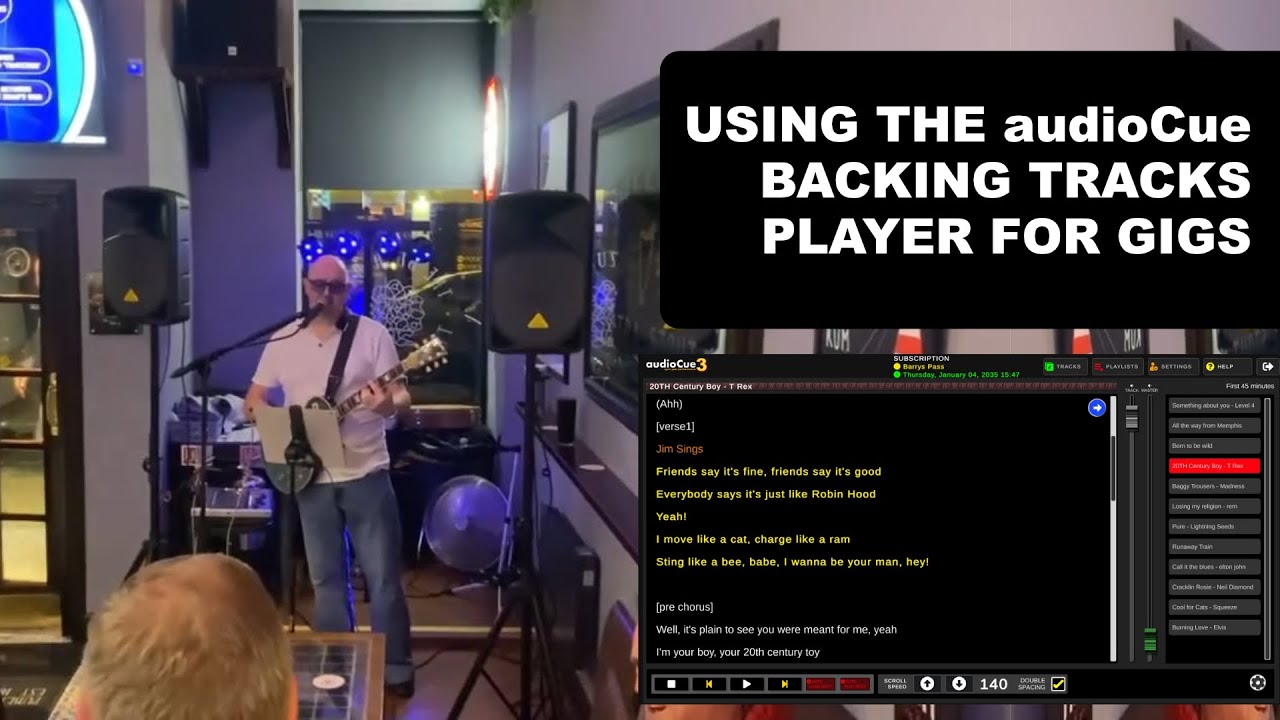 How to use the audioCue backing tracks player for gigs
