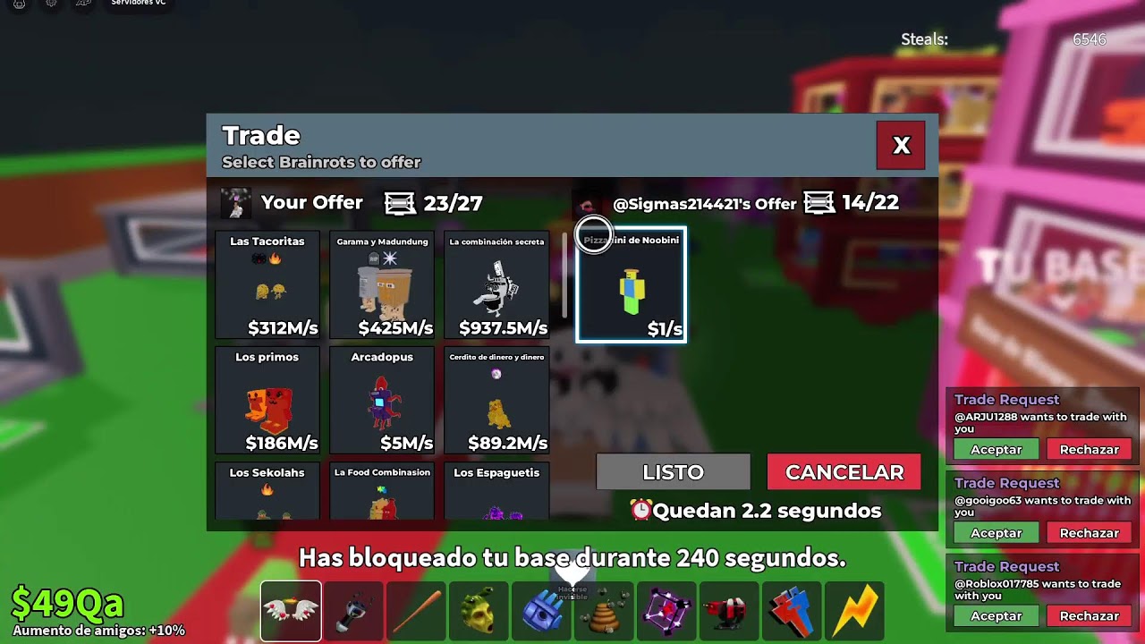 Tradeando en steal a brainrot